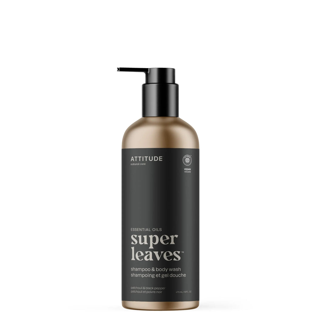 Attitude EO Super Leaves Shampoo/Body Wash, Patchouli/Black Pepper 473ml