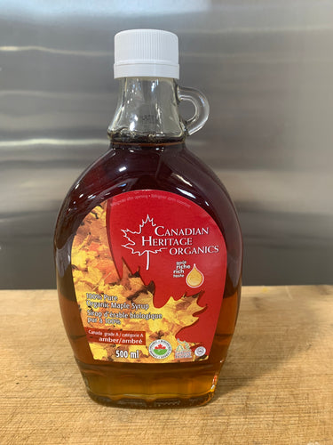 Canadian Heritage Organics, 100% Pure Maple Syrup, 500ml Amber Grade A