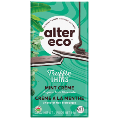 Alter Eco Truffle Thins Mint Creme Dark Chocolate Bar (84g)