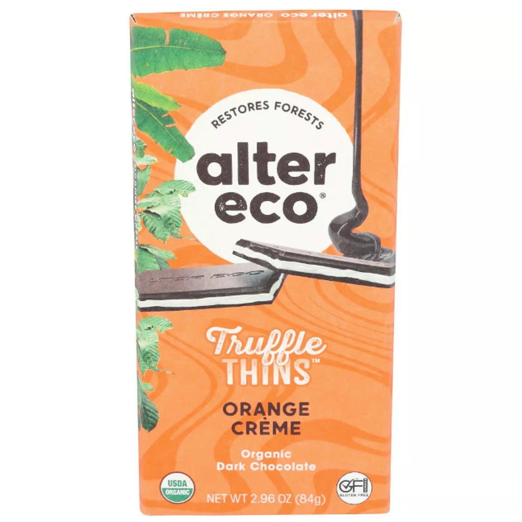 Alter Eco Truffle Thins Orange Creme Dark Chocolate Bar (84g)