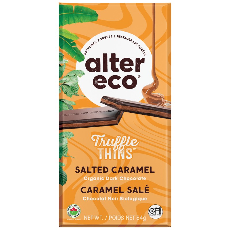 Alter Eco Truffle Thins Salted Caramel Chocolate Bar (84g) – Body Fuel ...