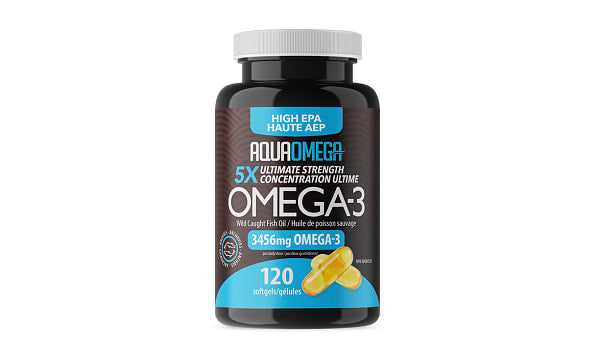 AquaOmega 5x Ultimate Strength Omega 3 Fish Oil (120 softgels)