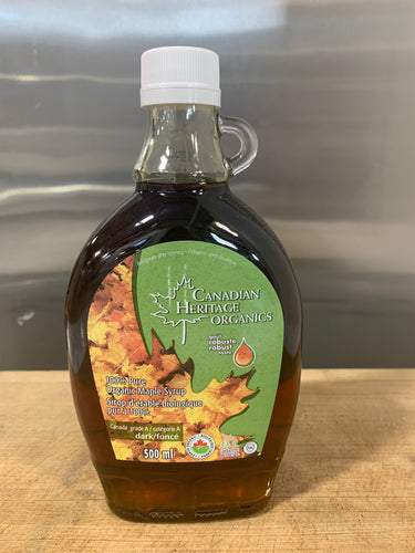 Canadian Heritage Organics, 100% Pure Maple Syrup, 500ml Dark Grade A