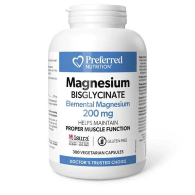 GREAT PRICE! Preferred Nutrition Magnesium Bis-glycinate 200mg, 300 vcaps