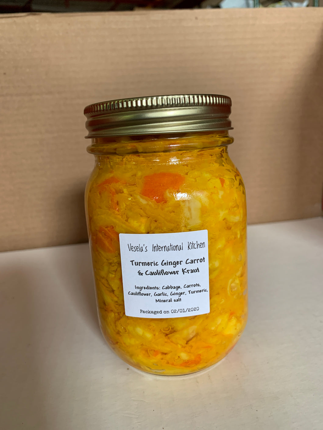 Vesela's Cauliflower, Carrot, Ginger & Turmeric Kraut (500ml)